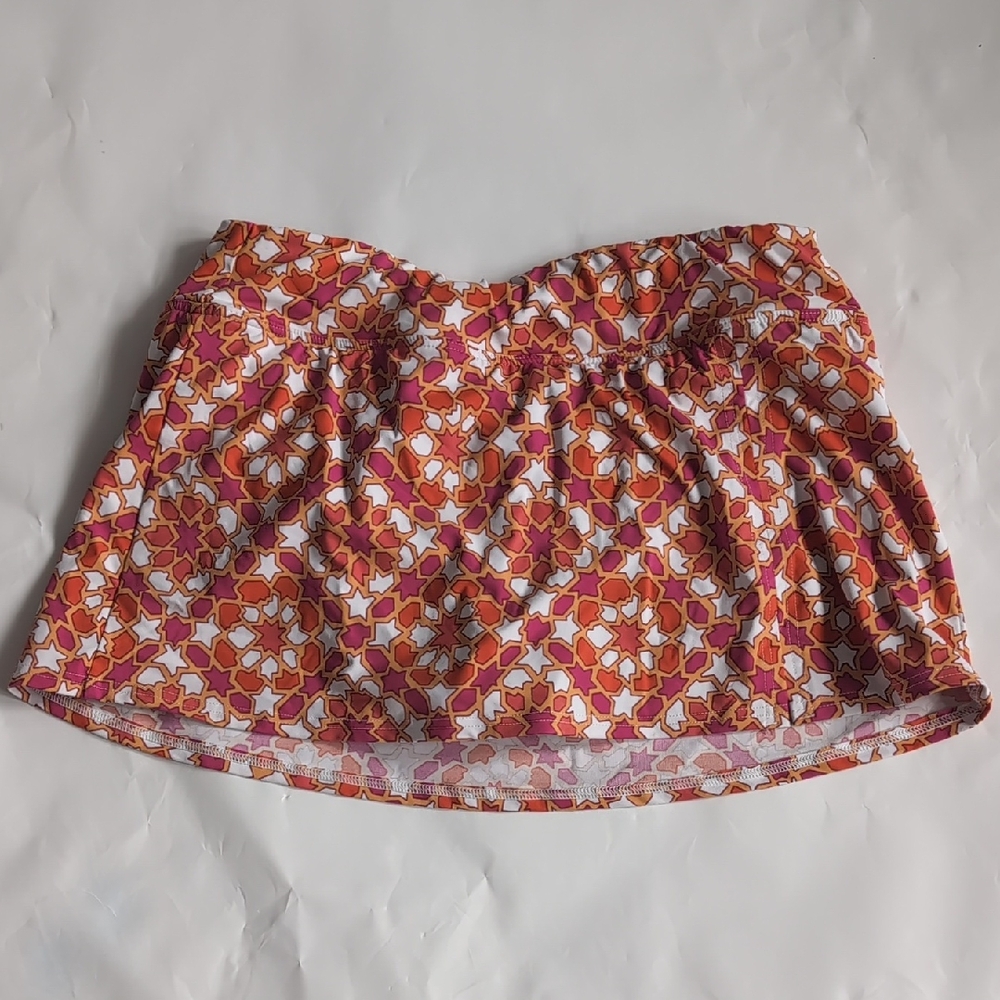 Lands' End Pink and Orange Geometric Circle Mini Skort - 6